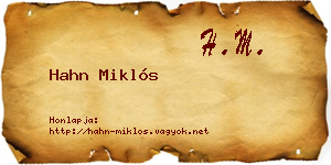 Hahn Miklós névjegykártya